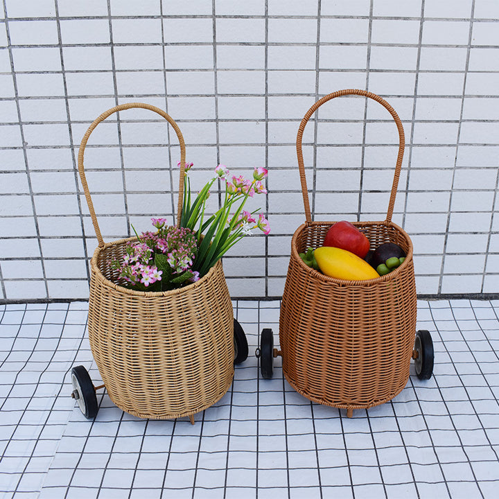 Decorative Woven Rolling Storage Basket Kalsten
