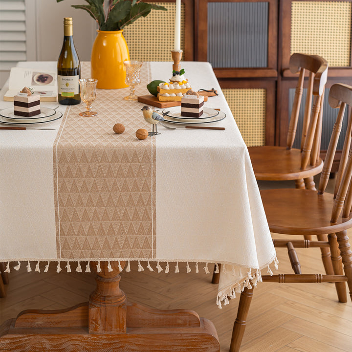 Decorative Tablecloth with Tassel Trim