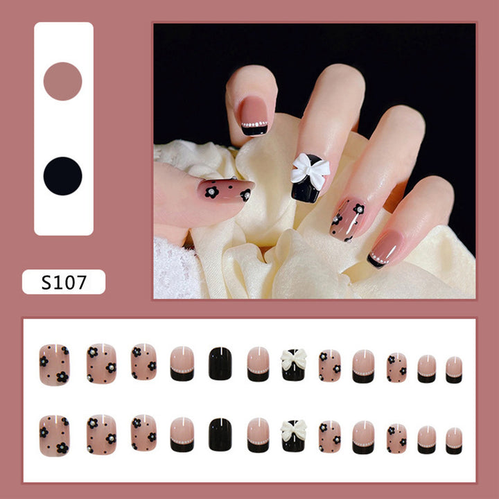 Artificial nail set with elegant bow and flower decoration Kalsten