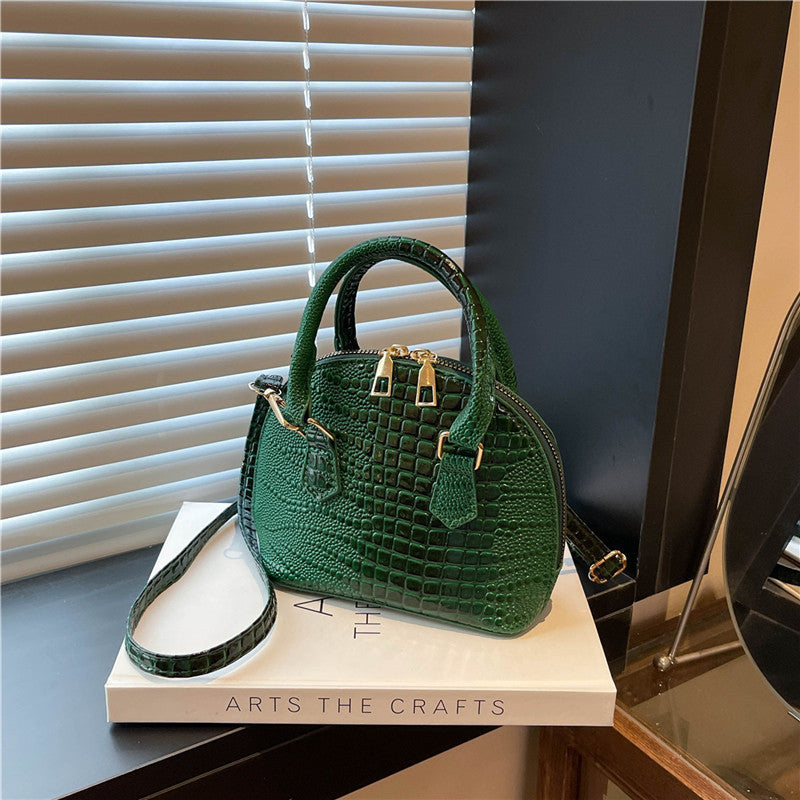 Crocodile-Embossed Mini Satchel Bag Kalsten