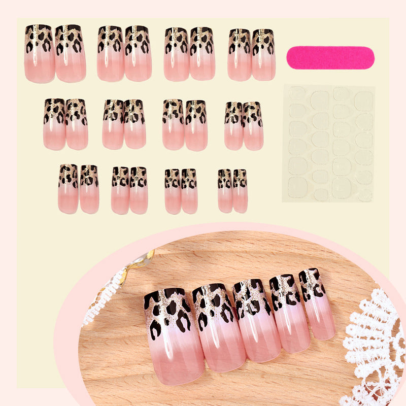Artificial nail set in modern leopard pattern Kalsten