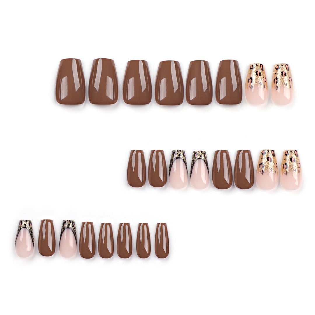 Glamorous acrylic nails with glitter and leopard designs Kalsten