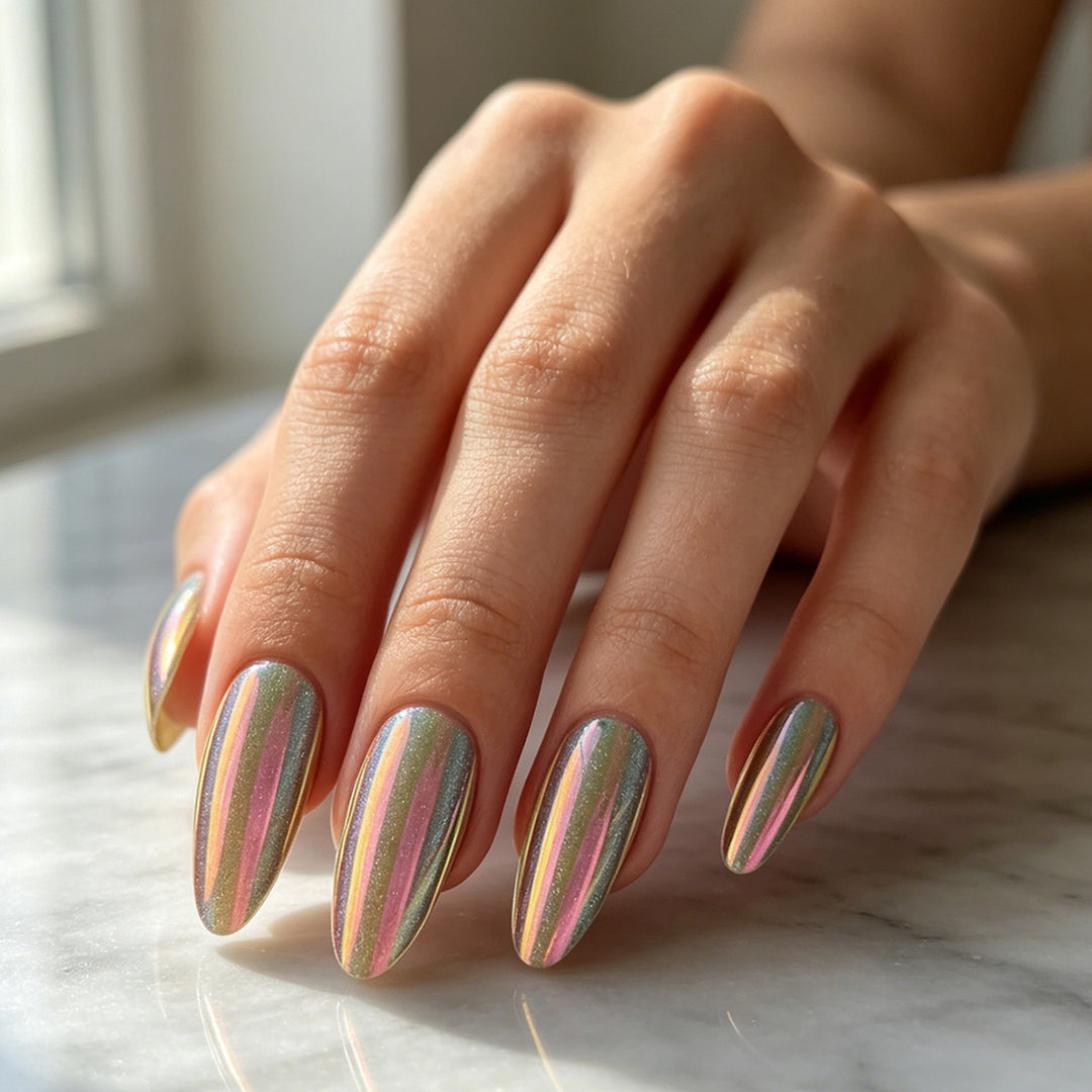 Holographic Stiletto Press-On Nails Kalsten