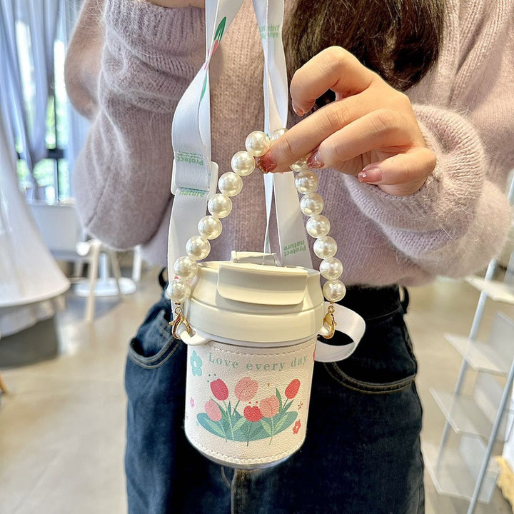 Women's insulated bottle with practical pearl carrying strap Kalsten