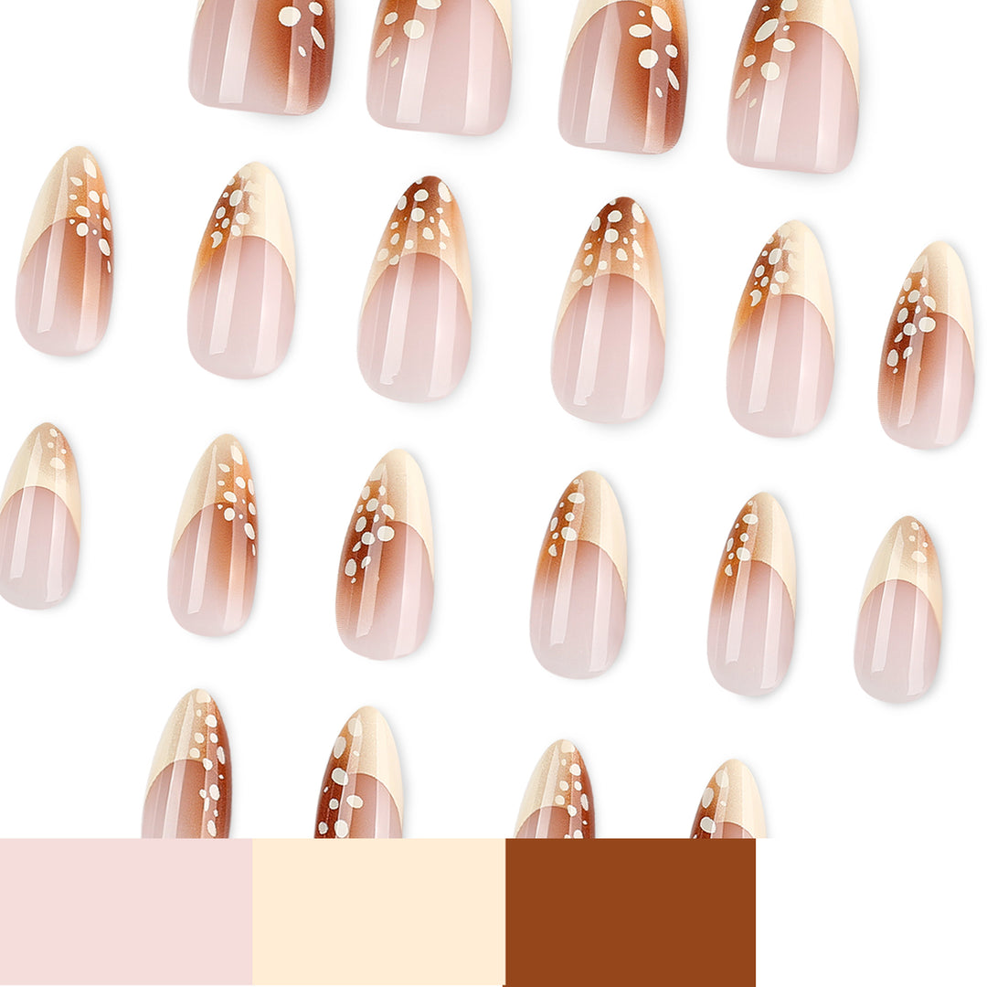 Elegant artificial nails with trendy ombre design and creative accents Kalsten