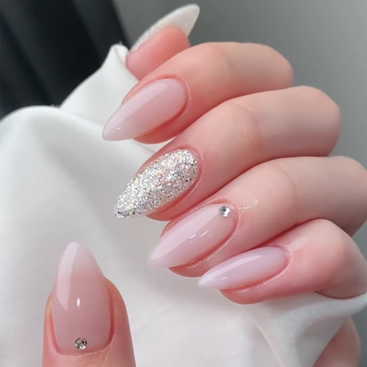 Elegant Stiletto Press-On Nail Art with Rhinestone Accents Kalsten