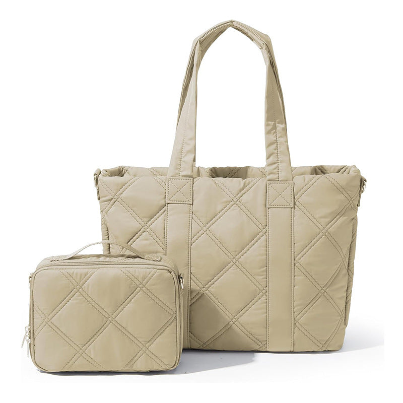 Elegant and Versatile Fabric Handbag with Detachable Cosmetic Bag Kalsten