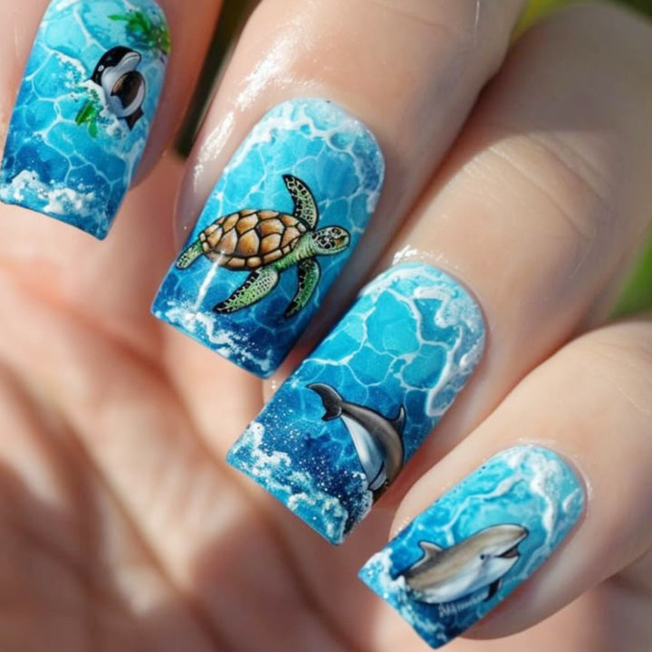Ocean-Inspired Artistic Nail Art Extensions Kalsten