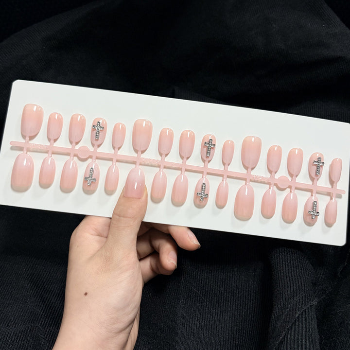 Elegant Press-On Nail Art with Cross Design Kalsten