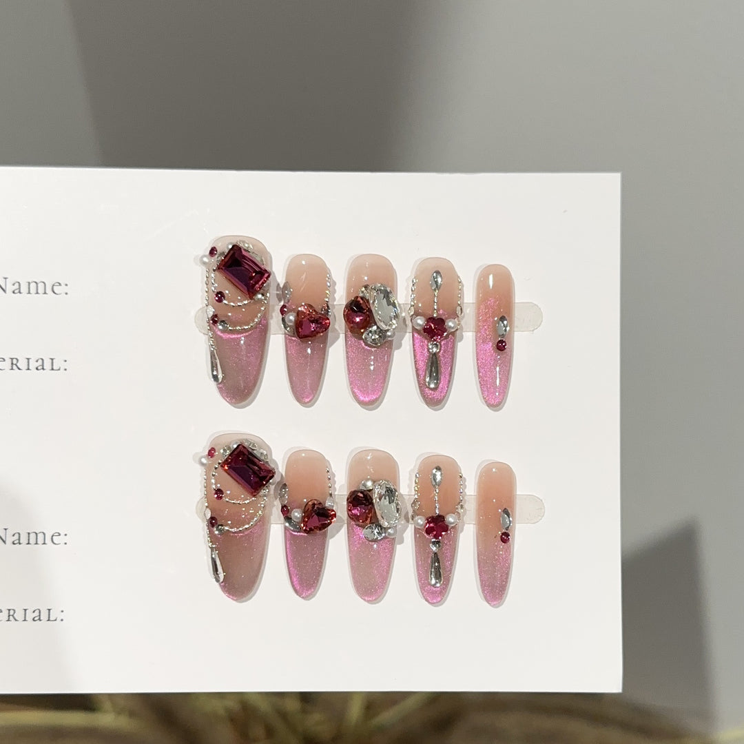 Sparkling Jewel-Embellished Press-On Nail Set