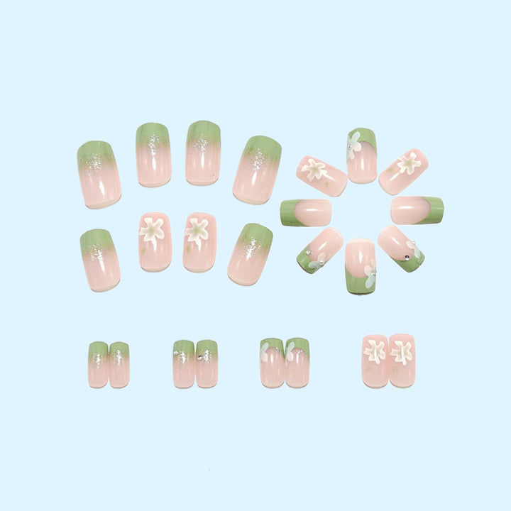 Artificial nails with floral accents and glitter coating Kalsten