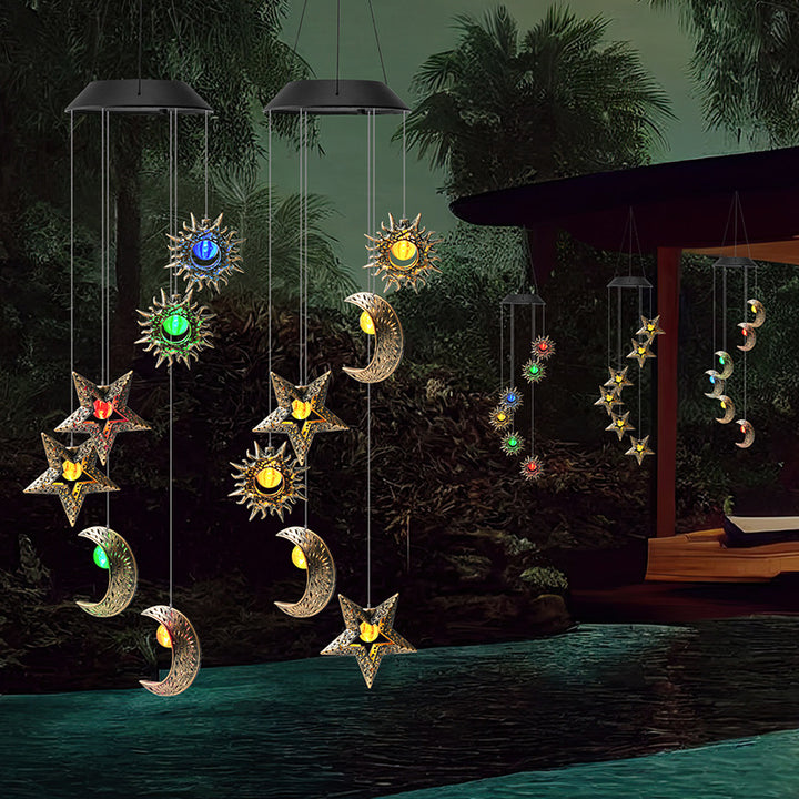 Decorative Hanging Star Wind Chime With Brass Stars And Tubular Aluminum Chimes Kalsten