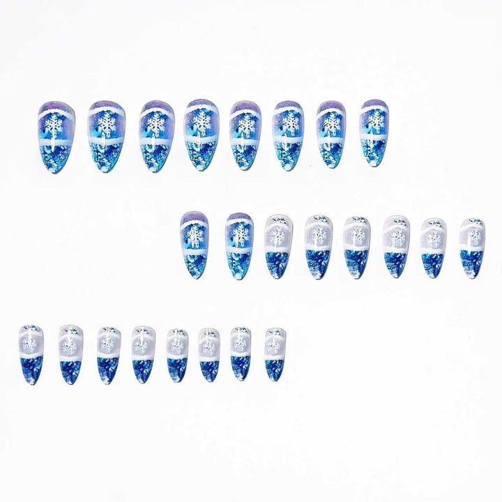 Glamorous artificial nails in winter snow crystal design Kalsten