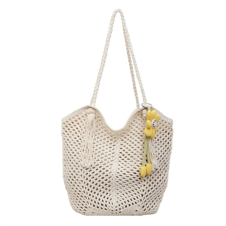 Knitted Tote Bag in Boho Style with Charming Charms Kalsten