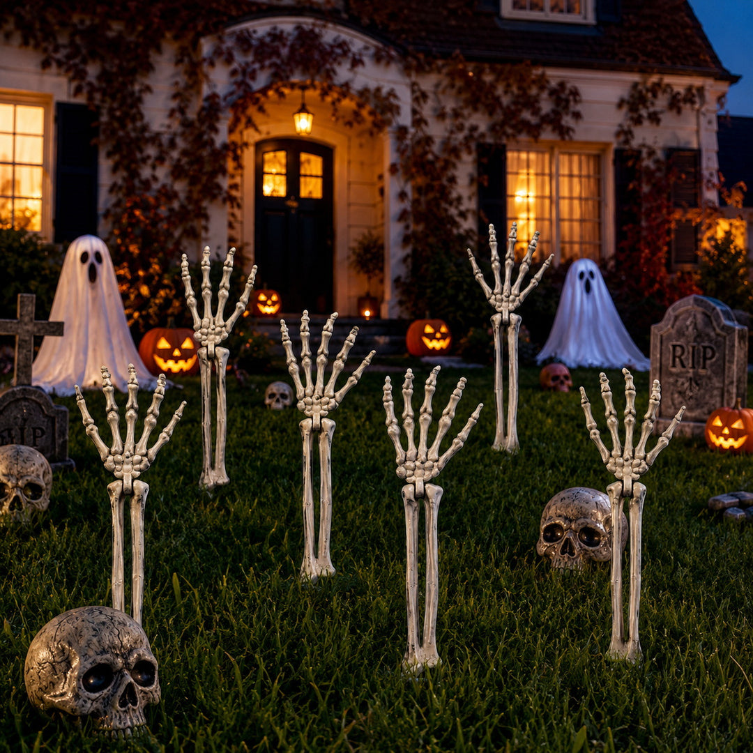 Creepy Halloween decor skeleton tree trunks Kalsten