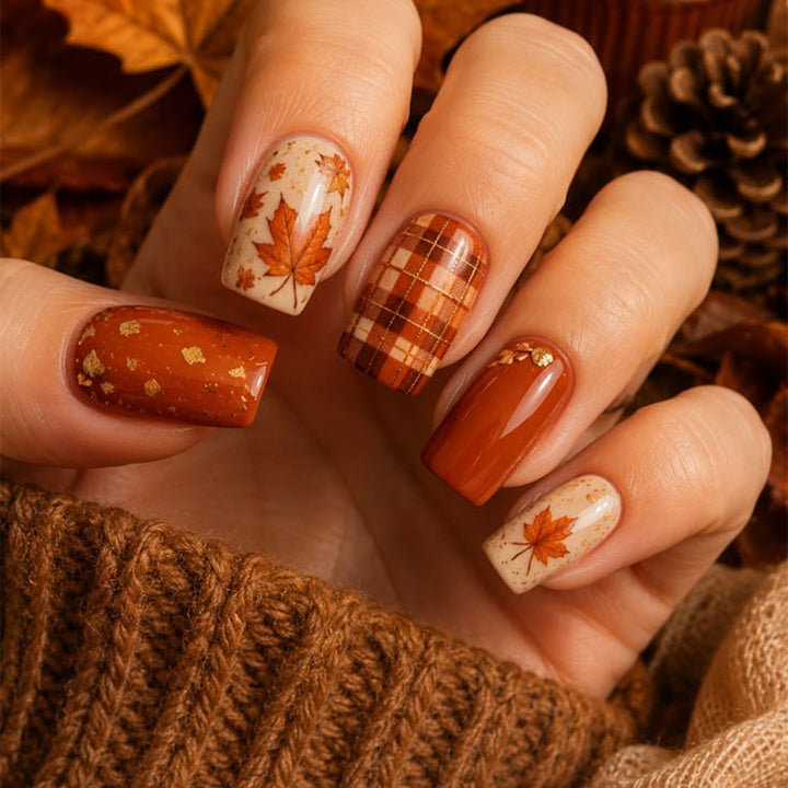 Artistic Fall-Themed Nail Art Extensions Kalsten