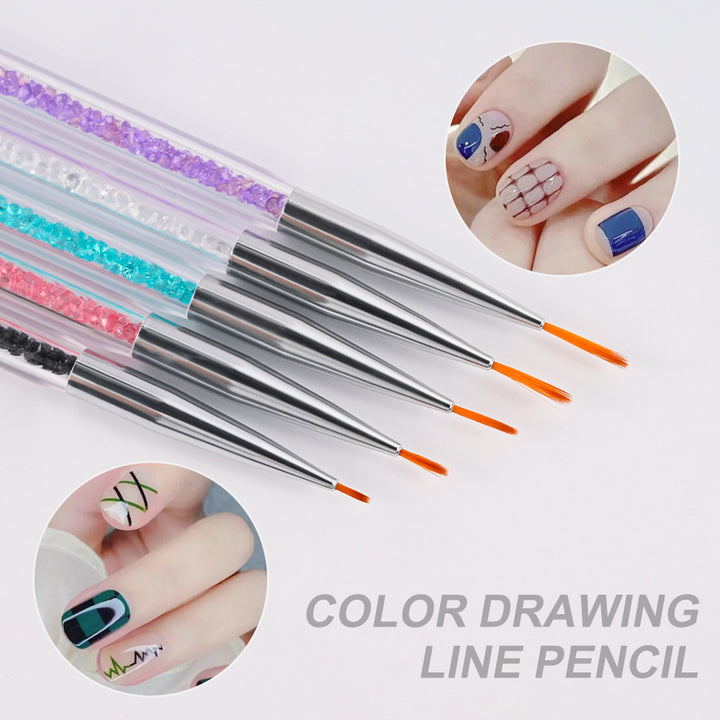 Crystal-Handled Nail Art Detailing Brush Set Kalsten