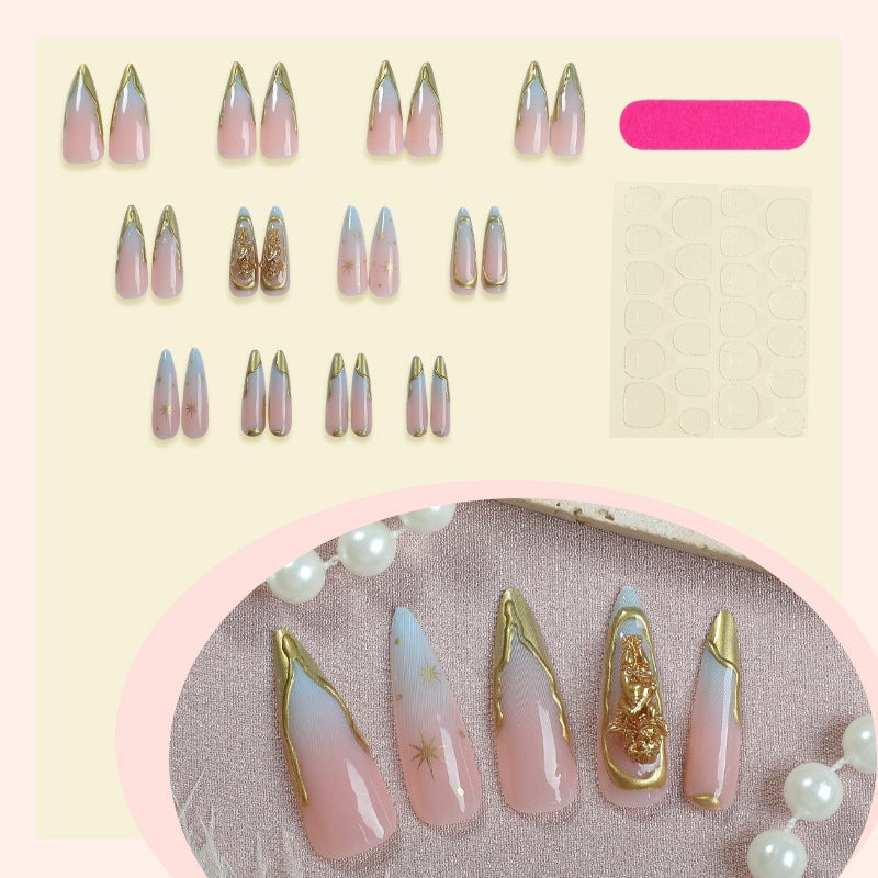 Artificial nail set with elegant gold accents Kalsten