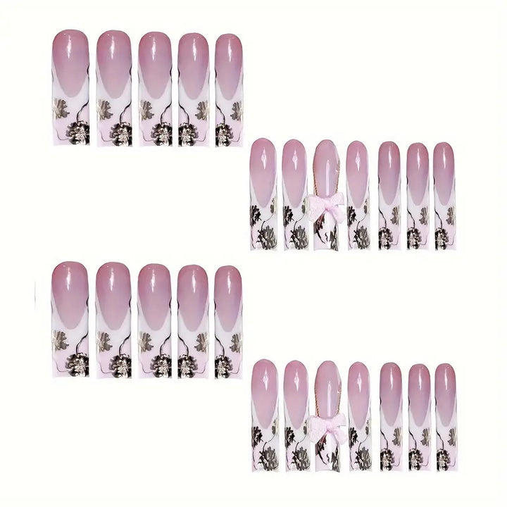 Floral Accent Decorative Press-On Nails Kalsten
