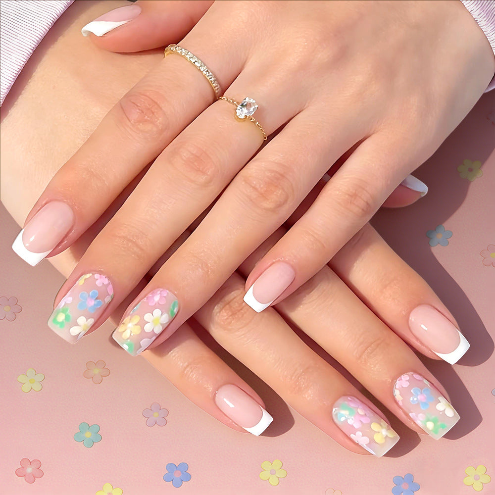 Floral French Tip Press-On Nail Set Kalsten