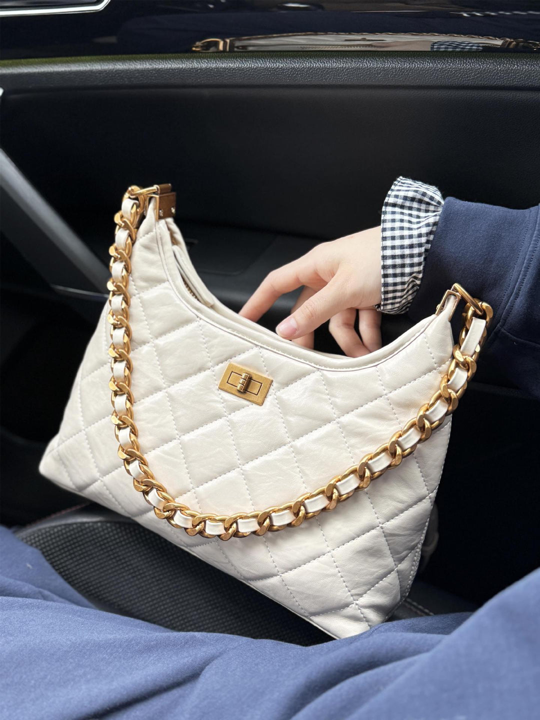 Quilted Chain-Detail Shoulder Bag Kalsten