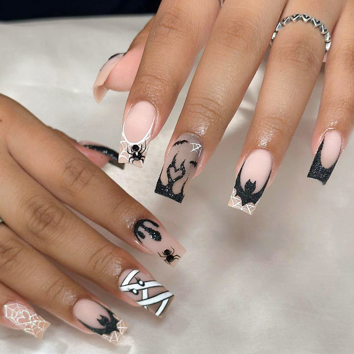 Halloween Artificial Nail Set with Creepy Spider and Web Designs Kalsten