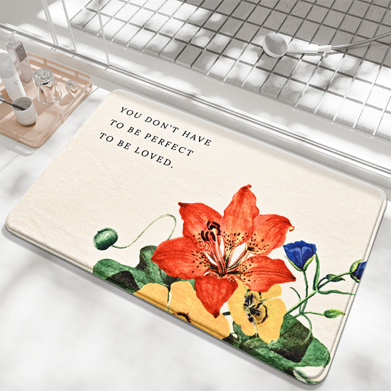 Decorative Floral Sayings Bath Mat Kalsten
