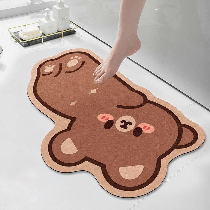 Cloud-Shaped Absorbent Microfiber Anti-Slip Bath Mat with Coastal Wave Print