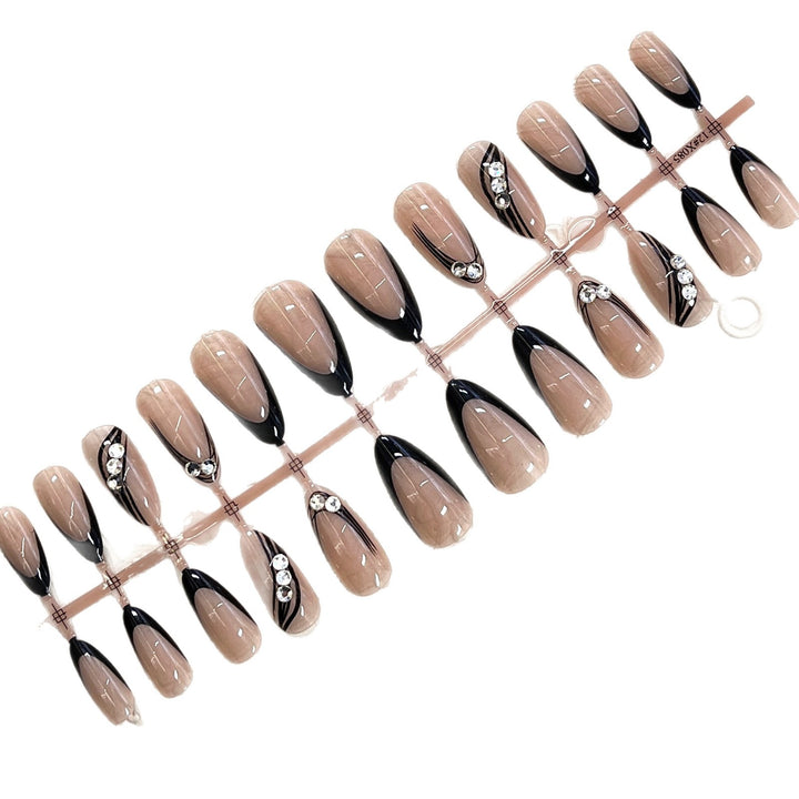 Elegant Press-On Nail Design with Rhinestone Accents Kalsten
