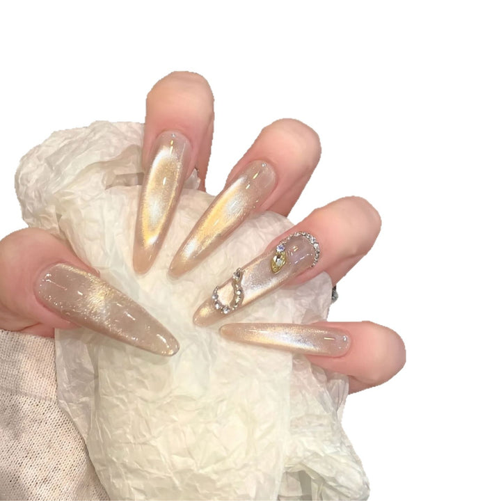 Glamorous Stiletto Press-On Nail Set with Crystal Accents Kalsten