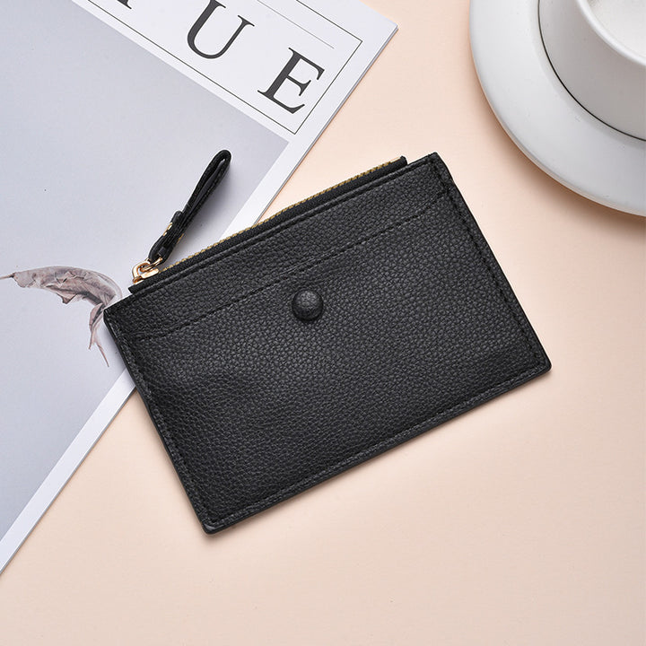 Textured Leather Zippered Card Holder Kalsten
