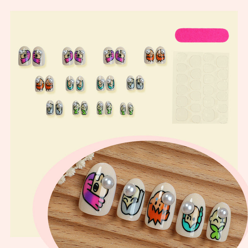 Cartoon-Themed Press-On Nail Art Set kalsten