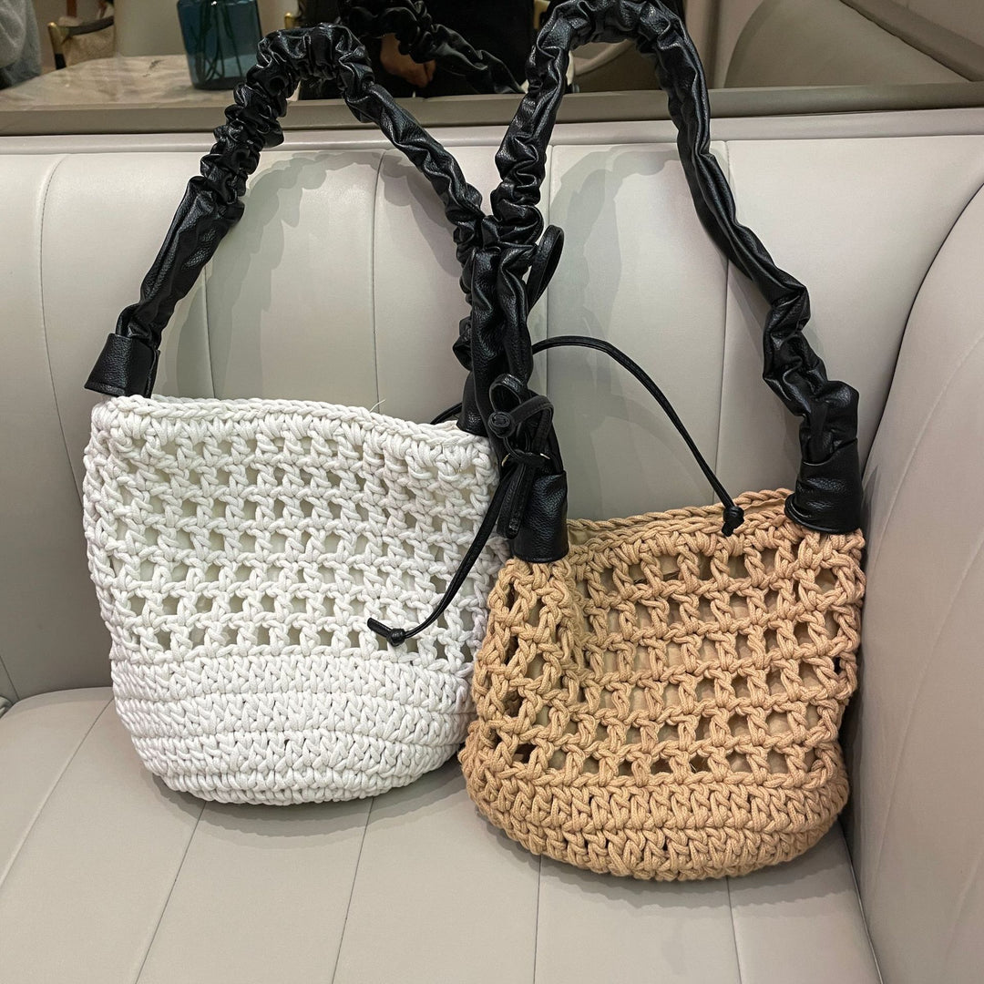 Hand-knotted tote bag with leather accents Kalsten
