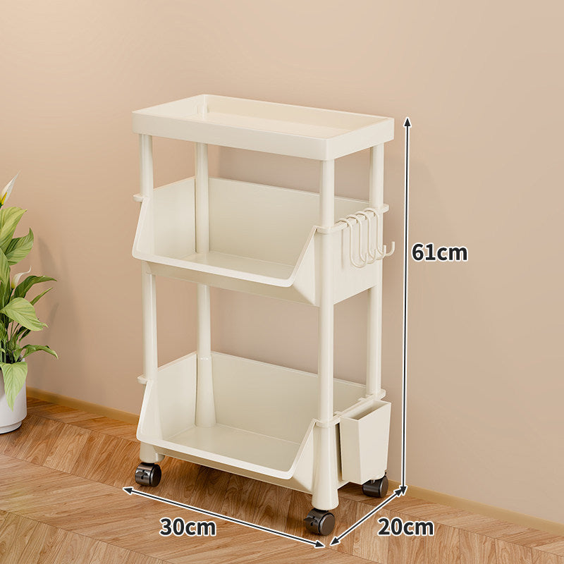 Slim Vertical Multi-Tier Rolling Storage Cart with Tilted Open Bins and Swivel Casters