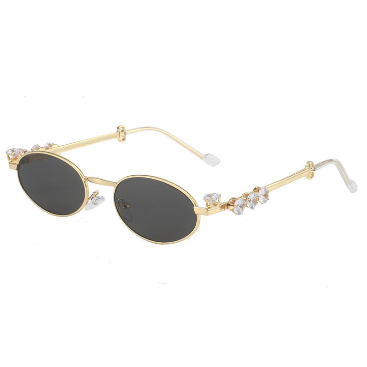 Fashion-Forward Oval Sunglasses with Crystal Accents Kalsten