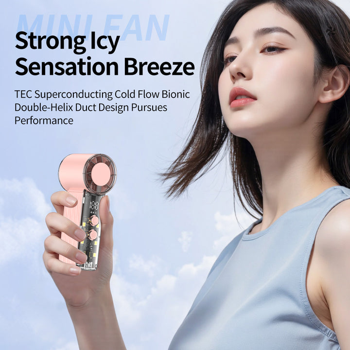 Women's nan compact rechargeable handheld cooling fan with LED real time display and multi-speed Kalsten