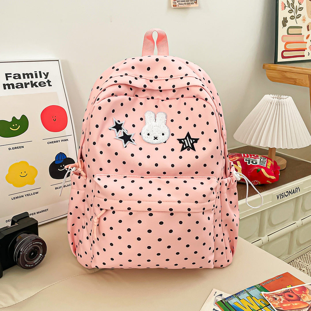 Fun Cartoon-Themed Polka Dot Backpack