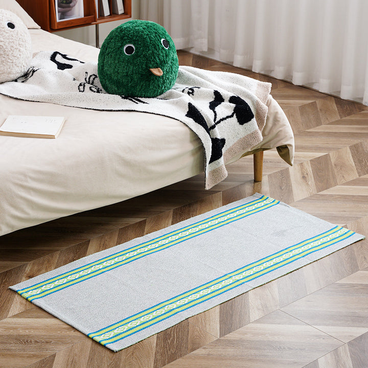 Flat-woven runner rug with check pattern and decorative border stripe Kalsten