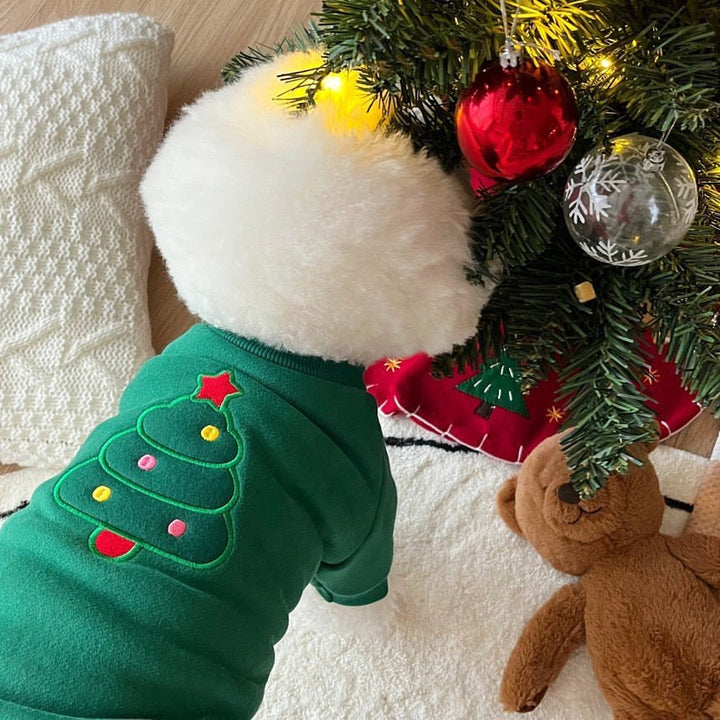 Holiday Santa Appliqué Cotton Pet Tee Shirt