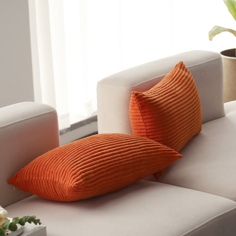 Square corduroy look decorative cushion cover with distinctive longitudinal ribbing, soft velvet finish and concealed zipper Kalsten