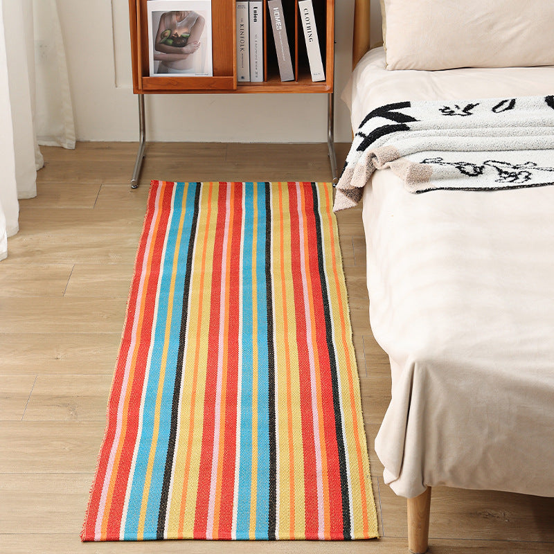 Flat woven bed runner and carpet runner with vibrant checked design Kalsten