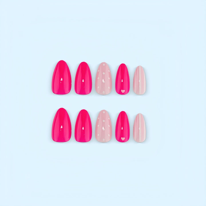 Creative Nail Art with Heart and Dot Design Kalsten