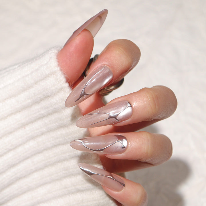 Elegant Metallic Accent Press-On Nails Kalsten