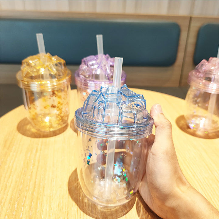 Women's Glittering Drinking Cups with Straw Kalsten