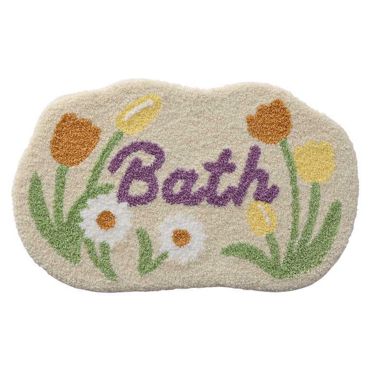 Textured Floral Bath Mat Kalsten