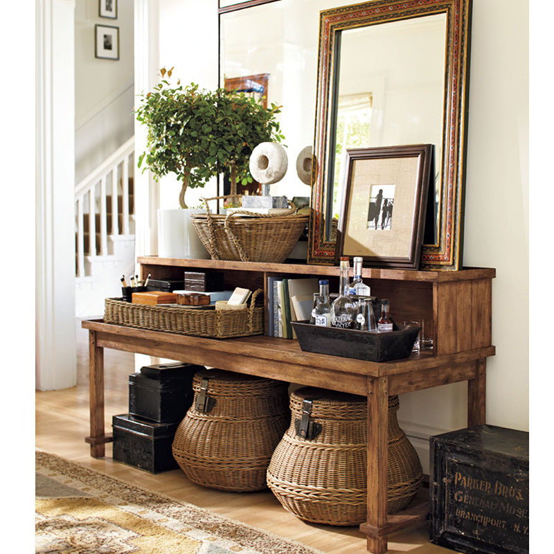 Practical storage basket with lid made of woven natural material Kalsten