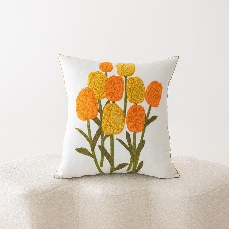 Floral Embroidered Cushion