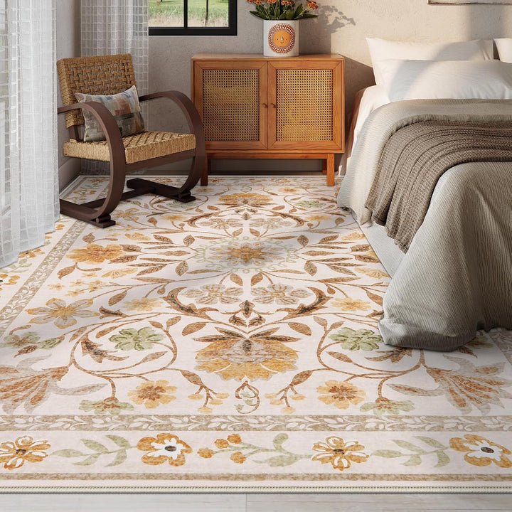Botanical Pattern Area Rug for Natural Home Decor