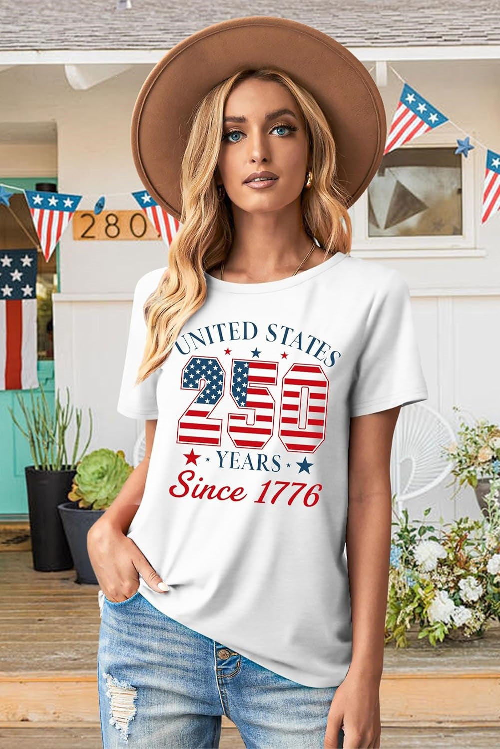 Unisex nan Patriotic semiquincentennial graphic cotton tee with distressed American flag and We the People print Kalsten