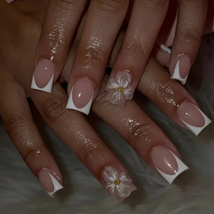Floral Elegance Press-On Nail Art Kalsten